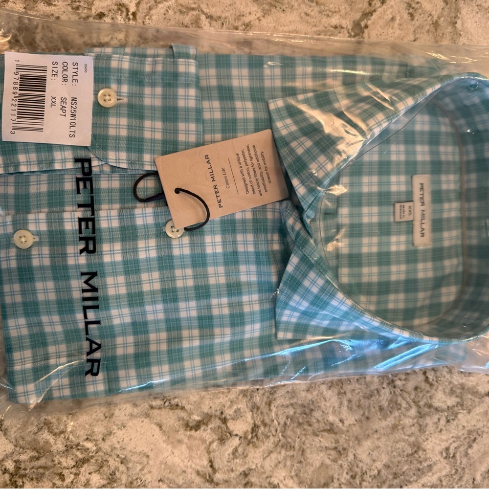 Peter Millar Teal Plaid Men's Shirt